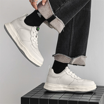 Adidași albi unisex, sport casual, cu talpă interioară ce mărește înălțimea cu 7 cm