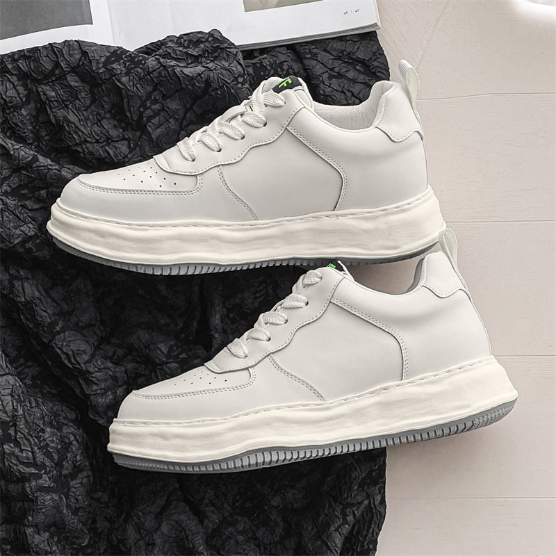 Adidași albi unisex, sport casual, cu talpă interioară ce mărește înălțimea cu 7 cm