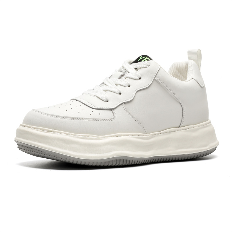 Adidași albi unisex, sport casual, cu talpă interioară ce mărește înălțimea cu 7 cm