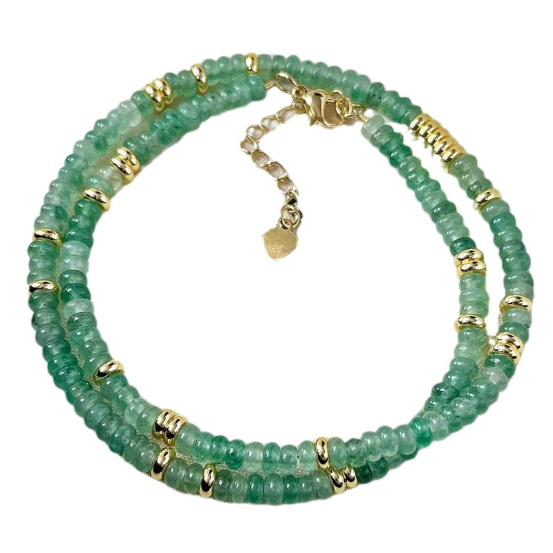 Colier din Dongling Jade natural, mărgle în formă de disc zburător, pentru femei – vară, stil chinezesc, lanț pentru claviculă