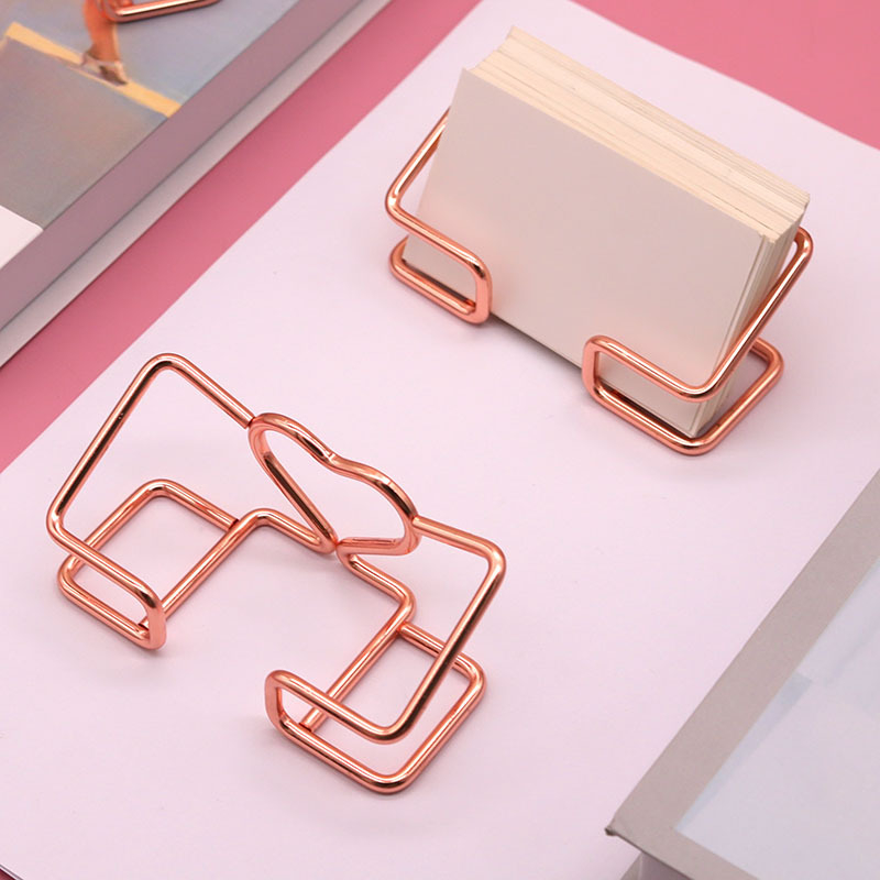 Suport pentru cărți de vizită din metal, design geometric minimalist