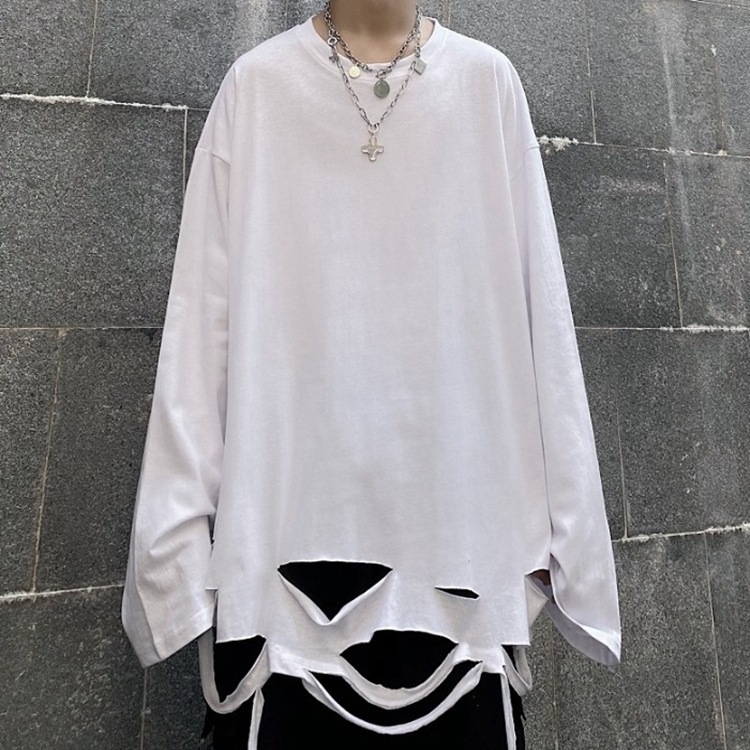 Tricou cu mâneci lungi, croială lejeră, tiv rupt, culoare solidă, unisex, ideal pentru layering
