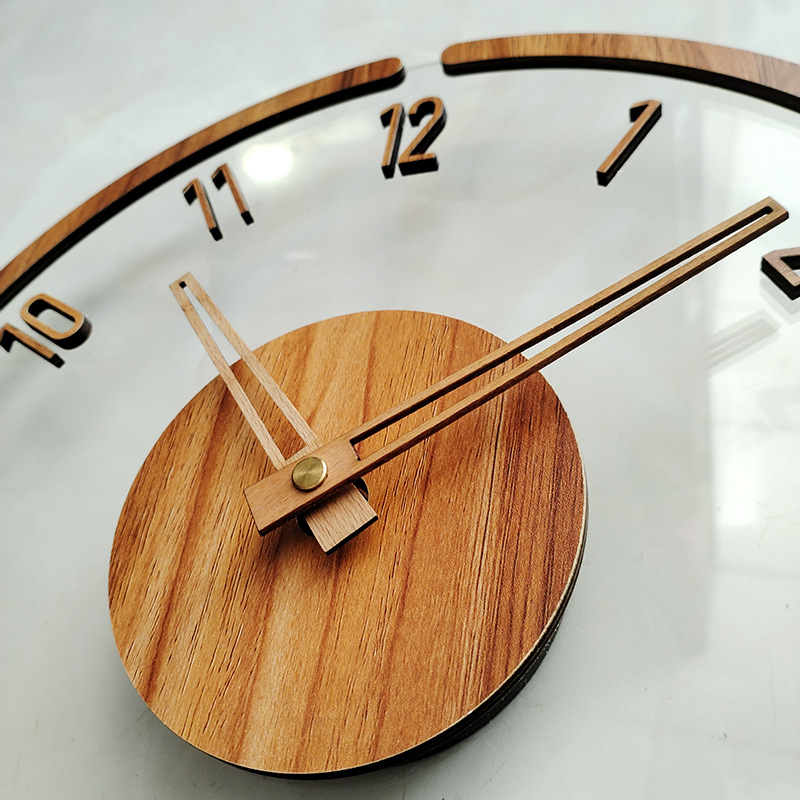 Акрилен кръгъл стенен часовник в скандинавски стил - модерен дизайн за всекидневна и спалня, тихо движение, батерийно захранване