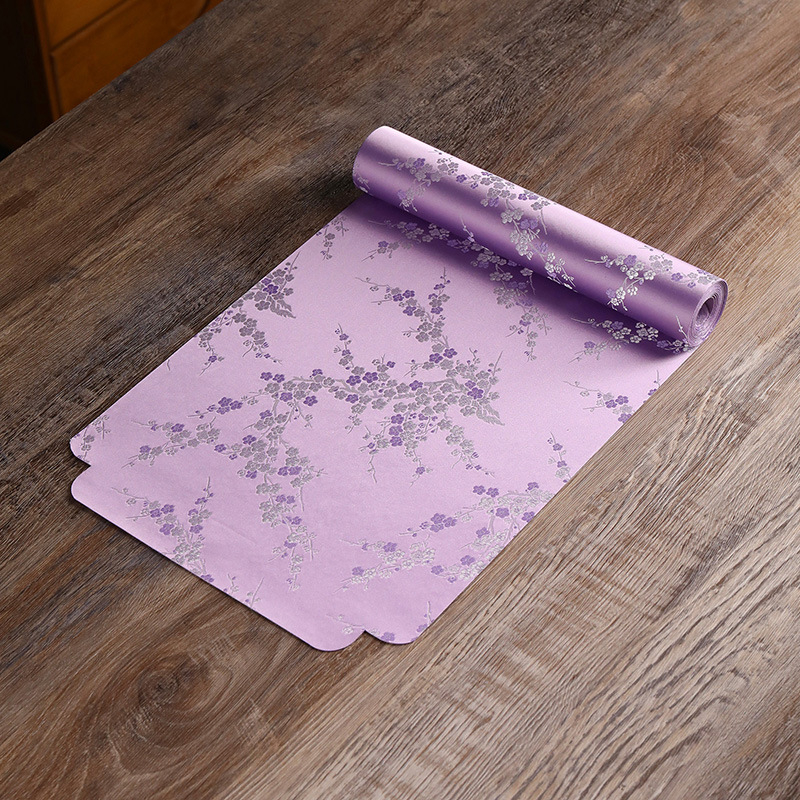Covoraș impermeabil pentru ceai, cu două fețe, din material textil, dreptunghiular, cu motiv lotus, stil chinezesc