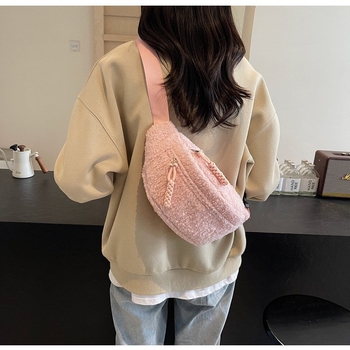 Geantă de damă din pluș pentru iarnă, corduroy, curea de umăr crossbody, drăguță