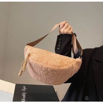 Geantă de damă din pluș pentru iarnă, corduroy, curea de umăr crossbody, drăguță