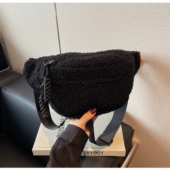 Geantă de damă din pluș pentru iarnă, corduroy, curea de umăr crossbody, drăguță