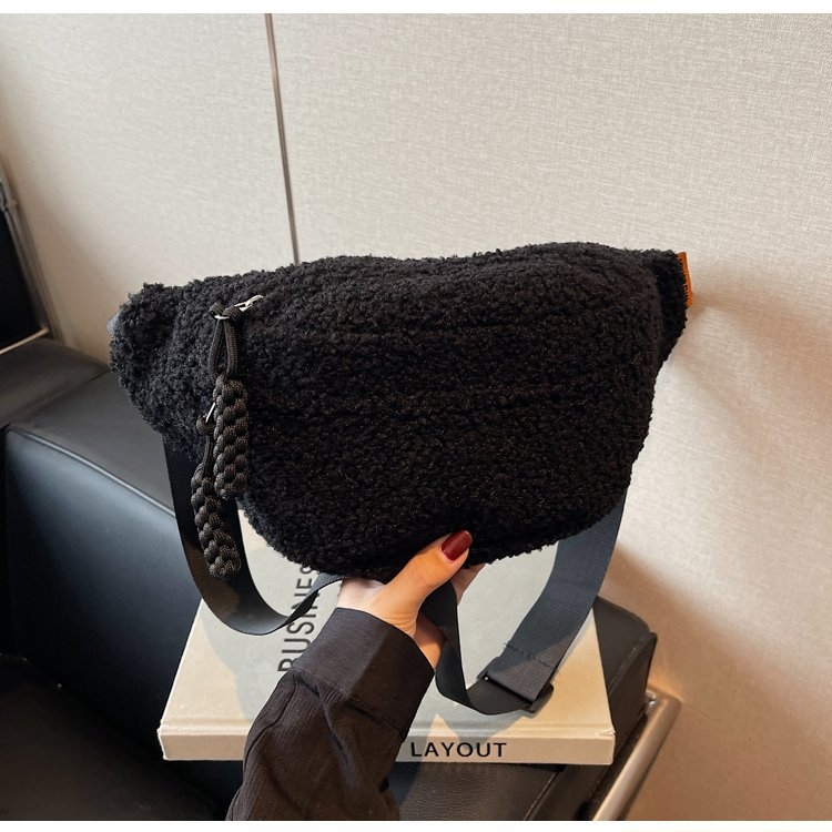 Geantă de damă din pluș pentru iarnă, corduroy, curea de umăr crossbody, drăguță