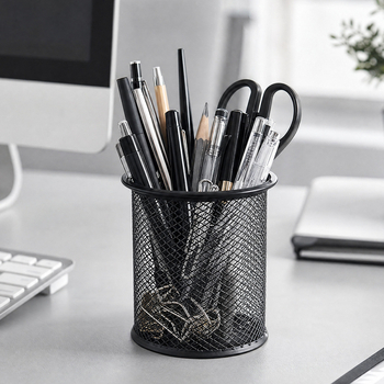 Suport circular din metal pentru pixuri, organizator de birou creativ, finisaj colorat, artă din fier forjat
