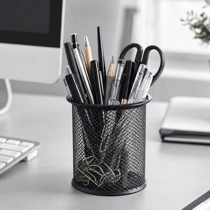 Suport circular din metal pentru pixuri, organizator de birou creativ, finisaj colorat, artă din fier forjat