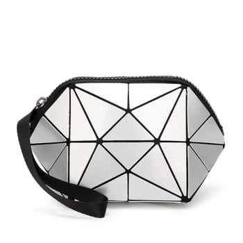 Geantă mică drăguță, cu model pătrat quilt, gentuță de machiaj, portofel geometric 3D, clutch de mână, organizator de depozitare