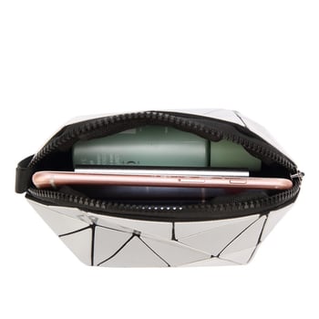 Geantă mică drăguță, cu model pătrat quilt, gentuță de machiaj, portofel geometric 3D, clutch de mână, organizator de depozitare