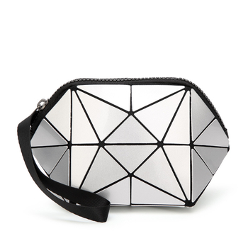 Geantă mică drăguță, cu model pătrat quilt, gentuță de machiaj, portofel geometric 3D, clutch de mână, organizator de depozitare