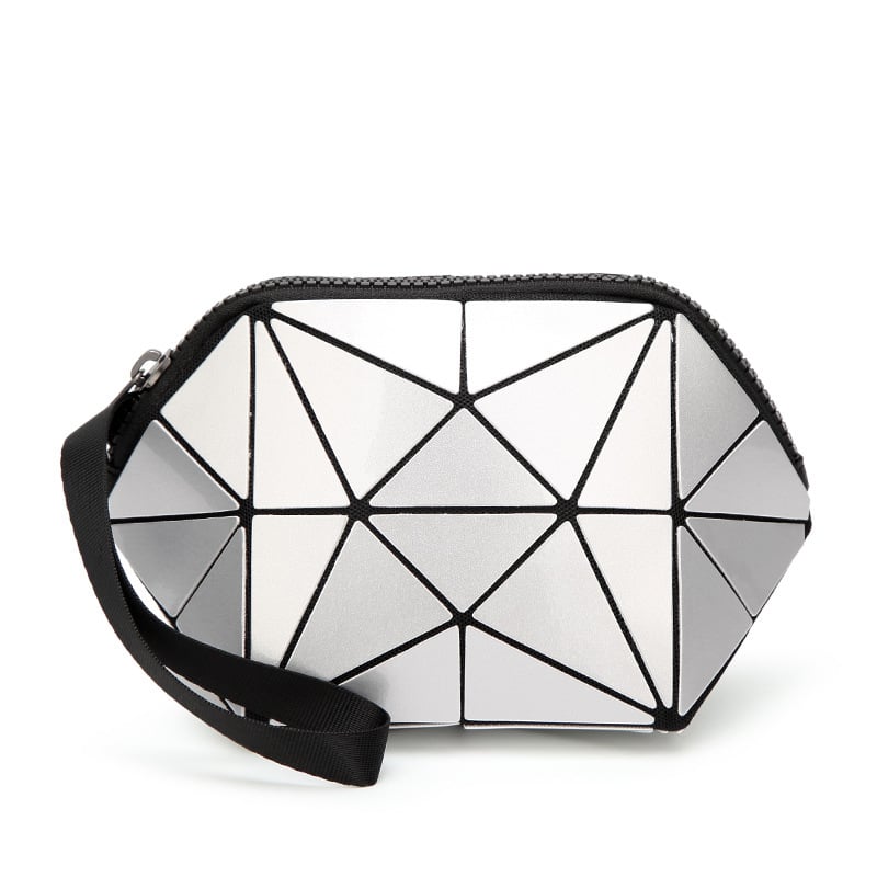 Geantă mică drăguță, cu model pătrat quilt, gentuță de machiaj, portofel geometric 3D, clutch de mână, organizator de depozitare