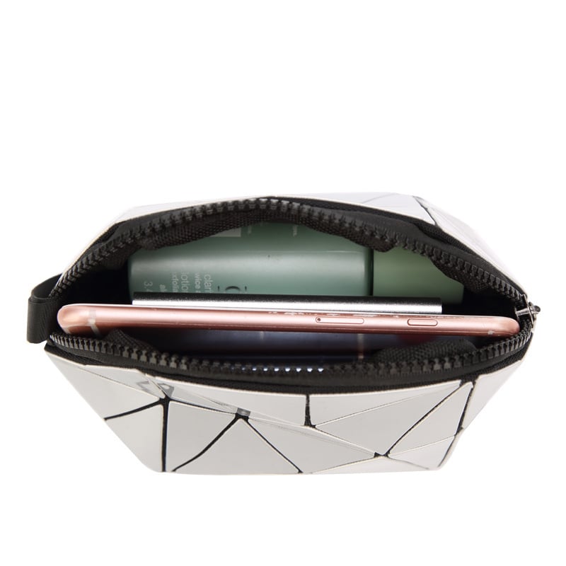 Geantă mică drăguță, cu model pătrat quilt, gentuță de machiaj, portofel geometric 3D, clutch de mână, organizator de depozitare