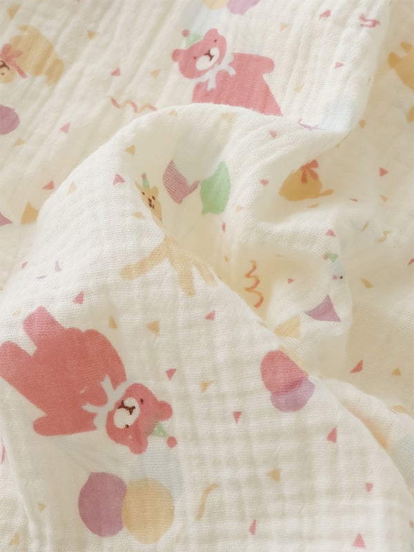 Set de pijamale pentru copii din bumbac gaz dublu strat pentru camere cu aer condiționat, unisex, 100% bumbac, primăvară-vară, ușor, mâneci 3/4