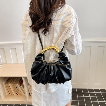 Geantă de damă cu plisare în formă de nor, geantă de seară luxoasă cu capacitate mare, stil retro pentru oraș, mână și crossbody