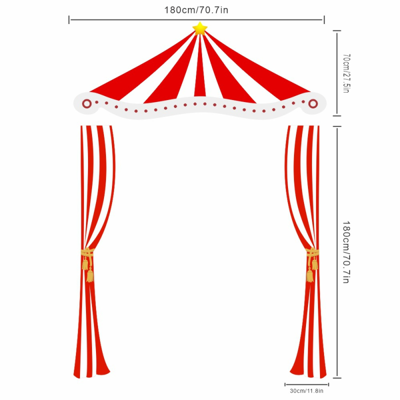 Fundal 3D din pânză pentru petrecere circ-carnaval, decor ambiental, pânză atârnată, arc pentru fotografii