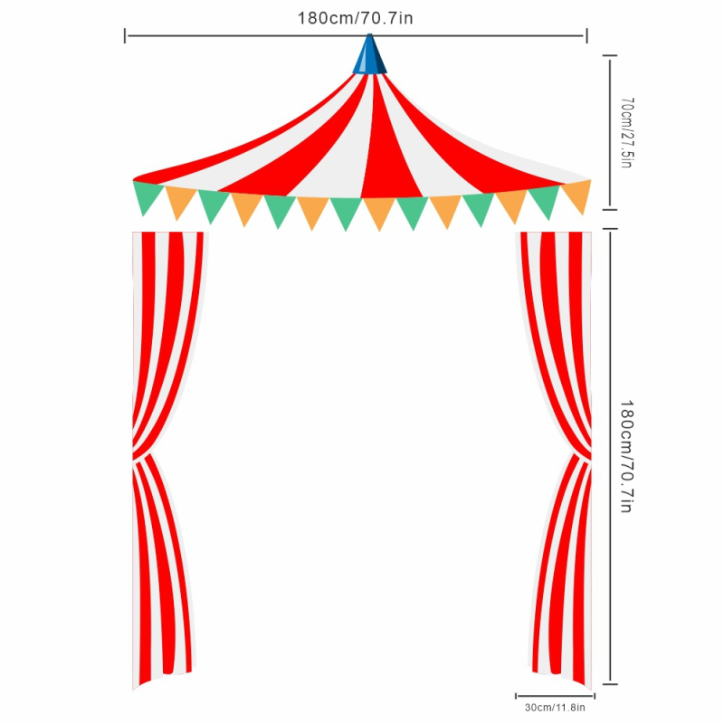 Fundal 3D din pânză pentru petrecere circ-carnaval, decor ambiental, pânză atârnată, arc pentru fotografii