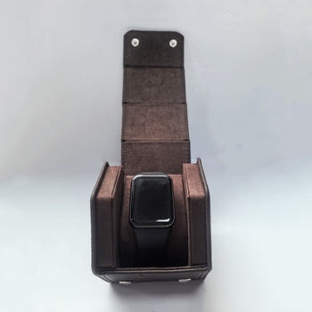 Cutie pentru ceas din piele cu capac rabatabil, hexagonală, unisex
