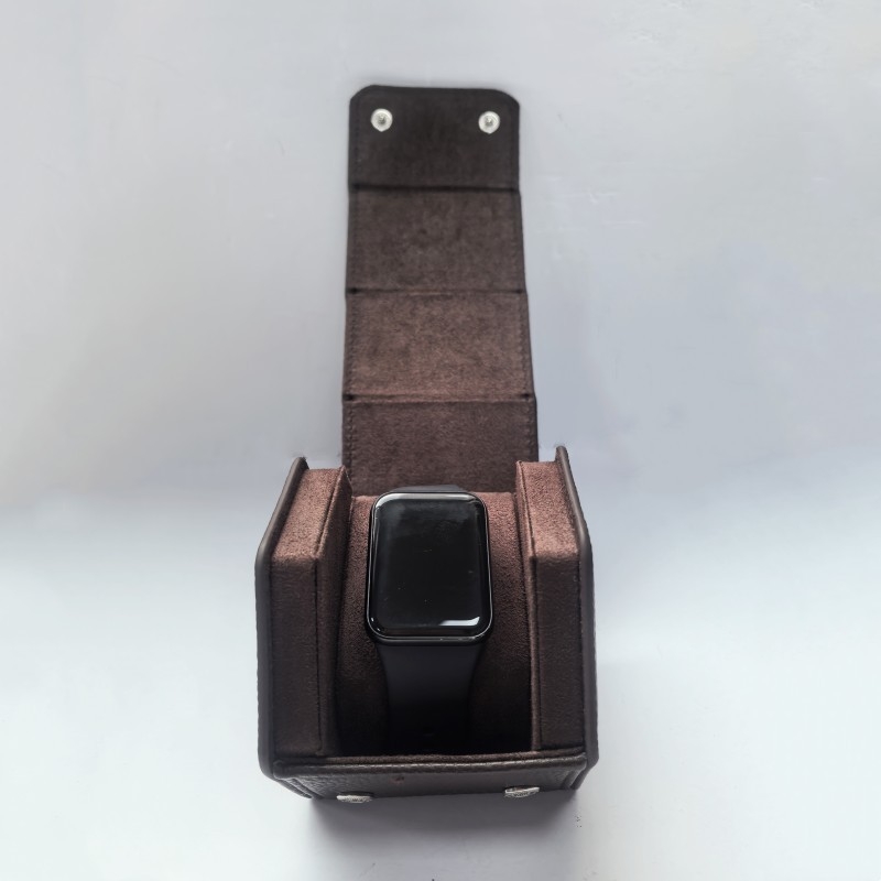 Cutie pentru ceas din piele cu capac rabatabil, hexagonală, unisex
