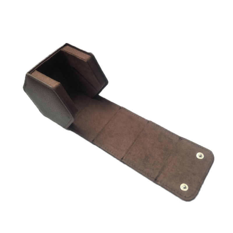 Cutie pentru ceas din piele cu capac rabatabil, hexagonală, unisex