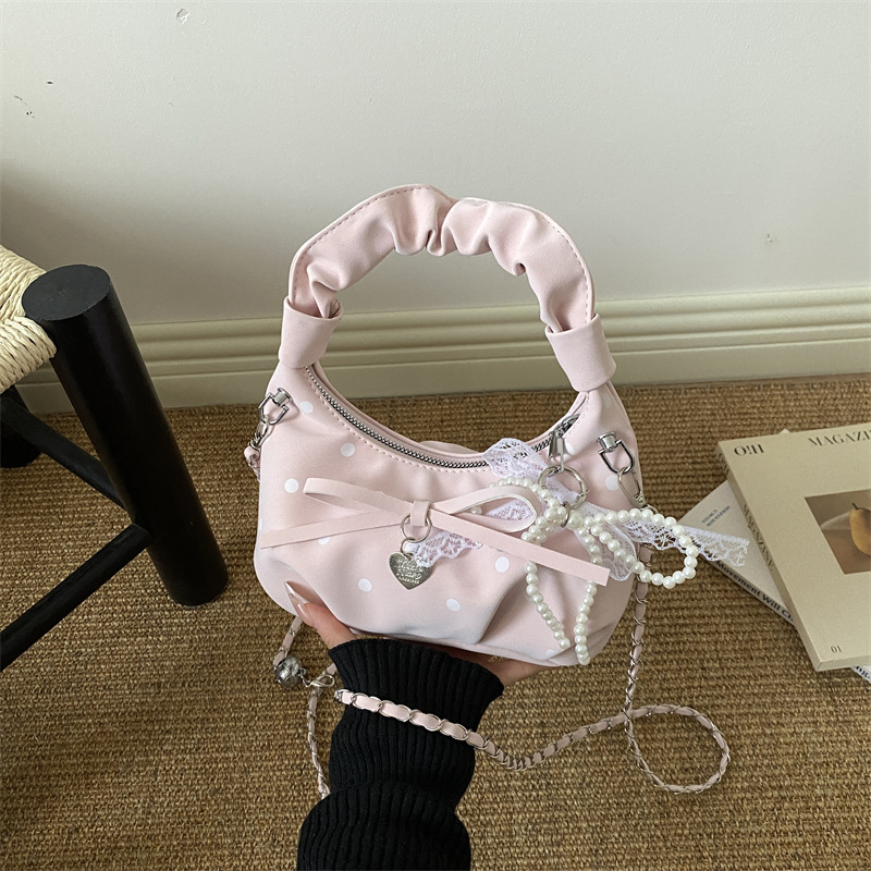 Geantă de umăr plisată, în stil coreean