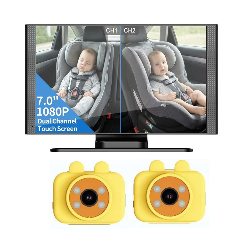 Monitor pentru bebeluși auto cu vedere nocturnă HD, monitorizare în timp real a bebelușului în mașină, supraveghere pe bancheta din spate