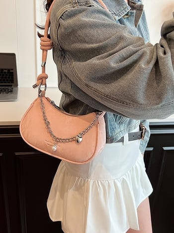 Geantă crossbody mică pentru femei, cu fermoar, PU, în formă de găluță, stil streetwear, vară 2025