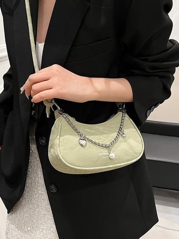 Geantă crossbody mică pentru femei, cu fermoar, PU, în formă de găluță, stil streetwear, vară 2025