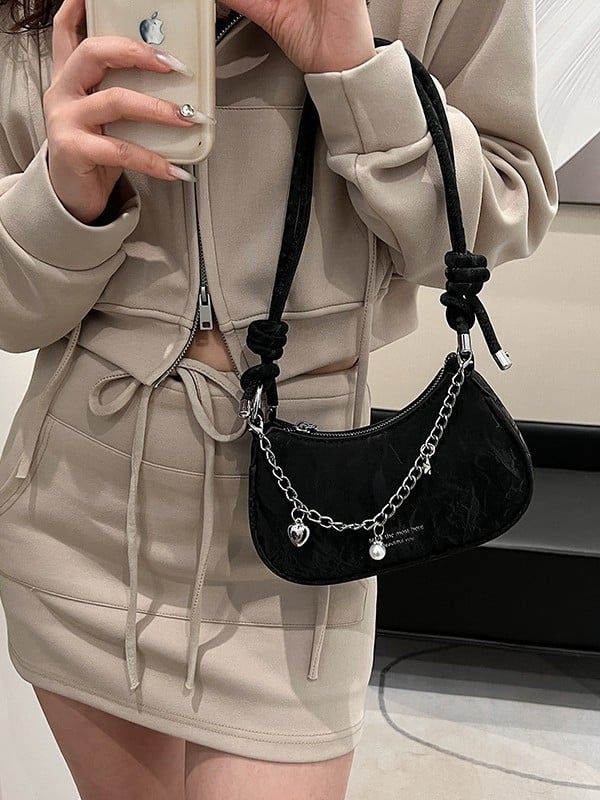 Geantă crossbody mică pentru femei, cu fermoar, PU, în formă de găluță, stil streetwear, vară 2025