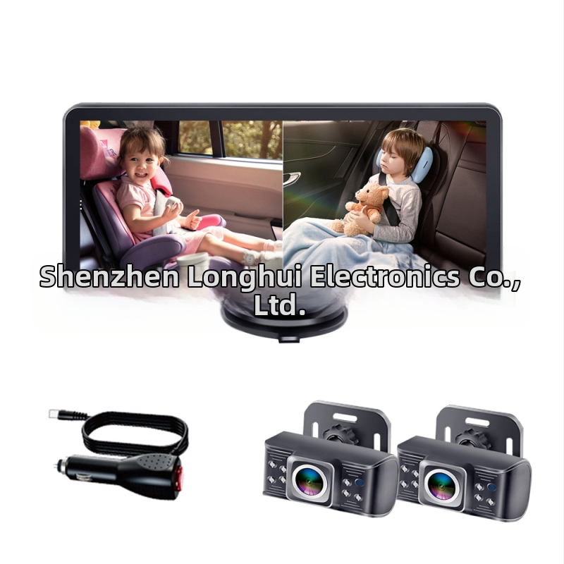 Detská autokamera 1080P, dvojkanálová, 6,8-palcový monitor spätného zrkadla pre kočík