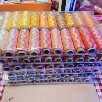 Set de ață de brodat în culori complete pentru fața păpuii — mătase artificială lucioasă, fir dublu, pentru broderie manuală