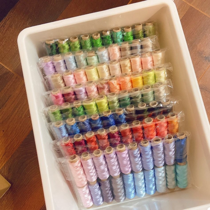 Set de ață de brodat în culori complete pentru fața păpuii — mătase artificială lucioasă, fir dublu, pentru broderie manuală