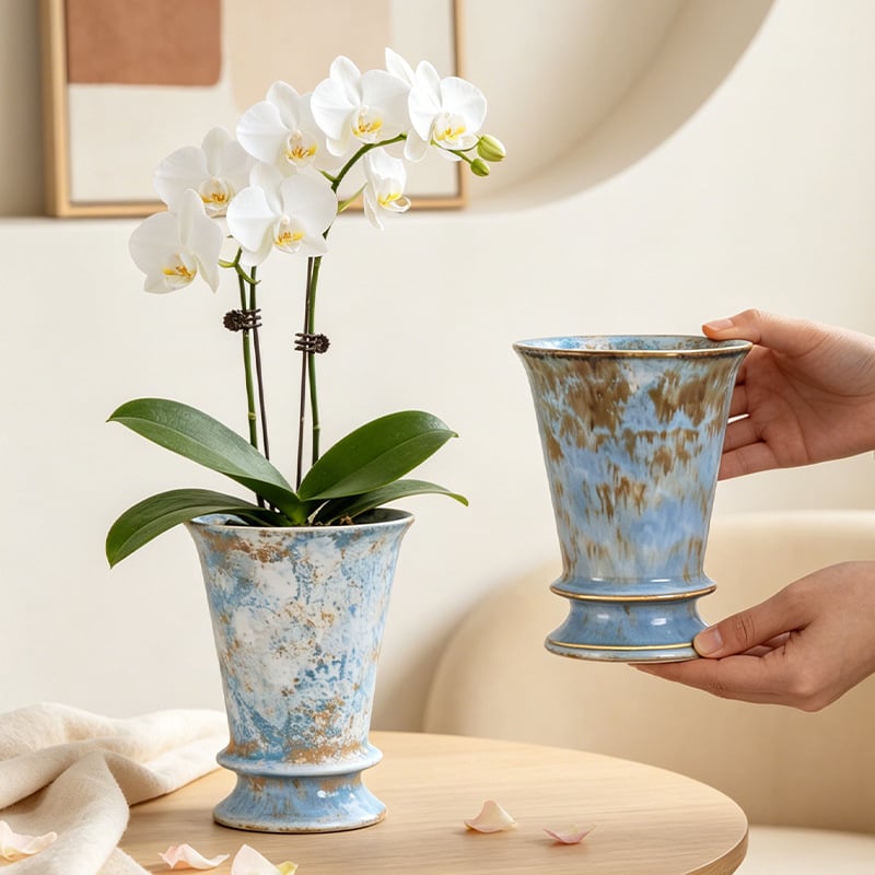 Ghiveci ceramic pentru Phalaenopsis, respirabil, stil nordic, pentru birou și casă