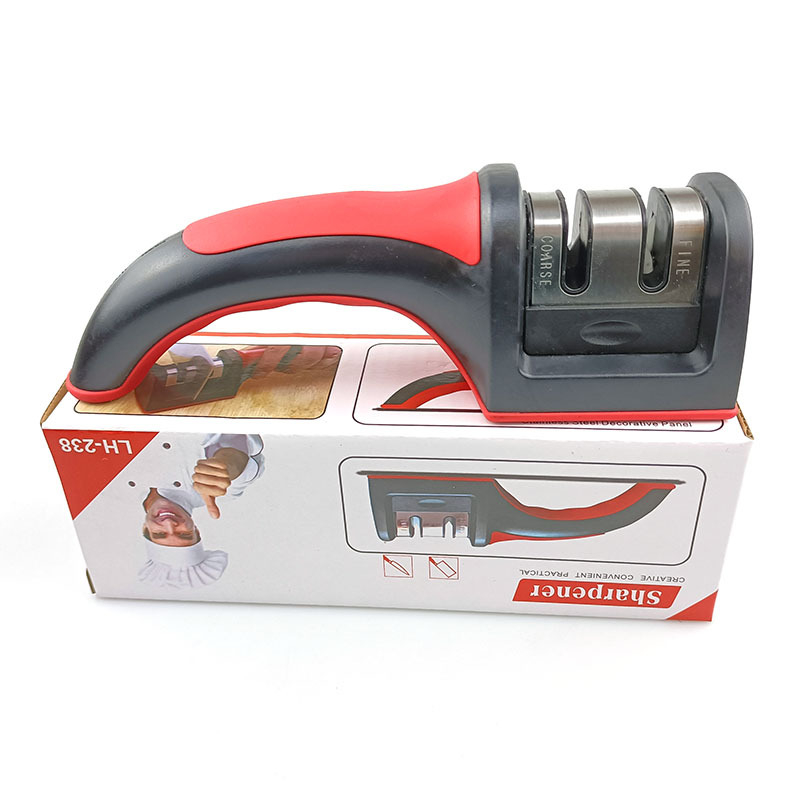 Afițător de cuțite în două etape, din oțel wolfram și ceramică, ascuțire grosieră și fină, manual, pentru uz casnic