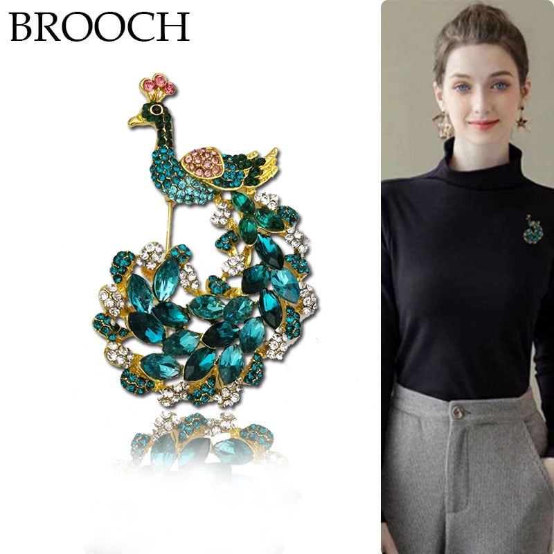 Broșă cu paun pentru femei, lux stil vintage pentru rever, accesoriu de modă