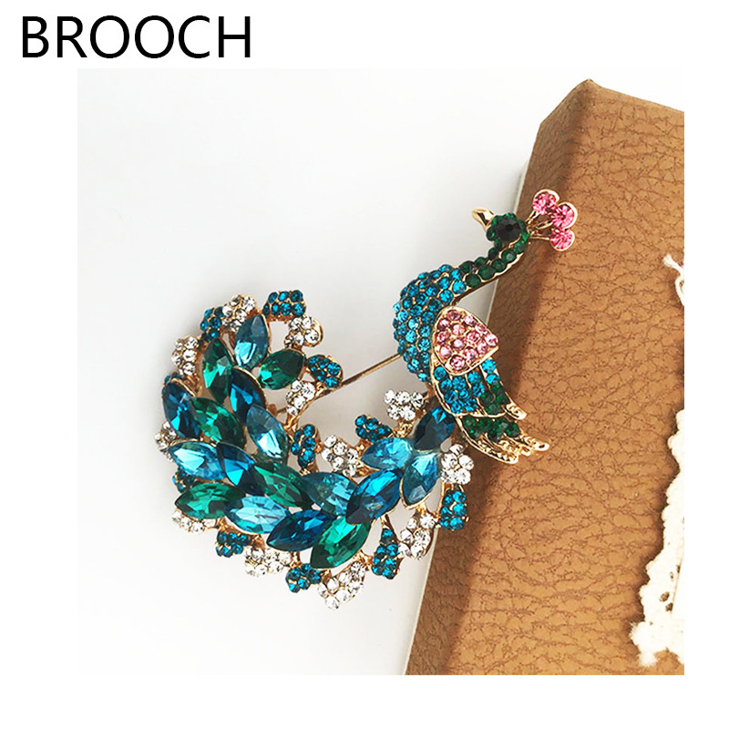 Broșă cu paun pentru femei, lux stil vintage pentru rever, accesoriu de modă