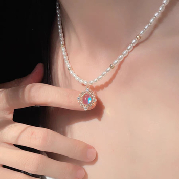 Colier din perle de apă dulce, stil francez, design de nișă, aspect elegant, tendința 2024