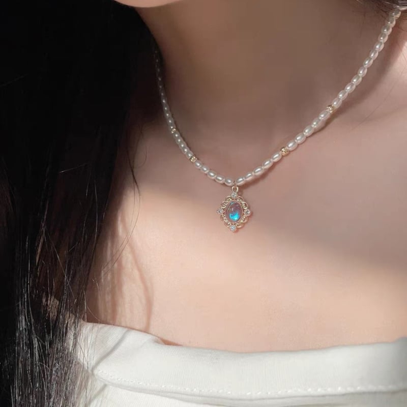 Colier din perle de apă dulce, stil francez, design de nișă, aspect elegant, tendința 2024