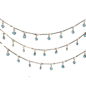 Lanț DIY cu tijă rotundă și cristal albastru – accesorii Hanfu pentru păr, lanț pentru frunte, colier