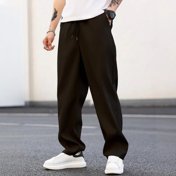 Pantaloni casual pentru bărbați, stil street, uni, croială dreaptă, talie medie, poliester, vară