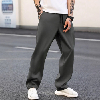 Pantaloni casual pentru bărbați, stil street, uni, croială dreaptă, talie medie, poliester, vară