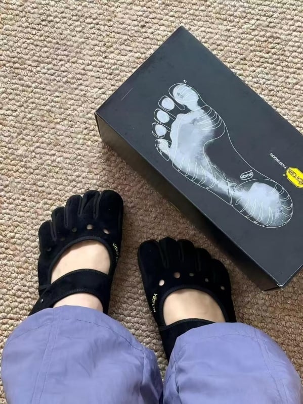 Pantofi Mary Jane cu cinci degete pentru yoga, pilates și dans, talpă moale, anti-derapare, interior și exterior, cu degete separate