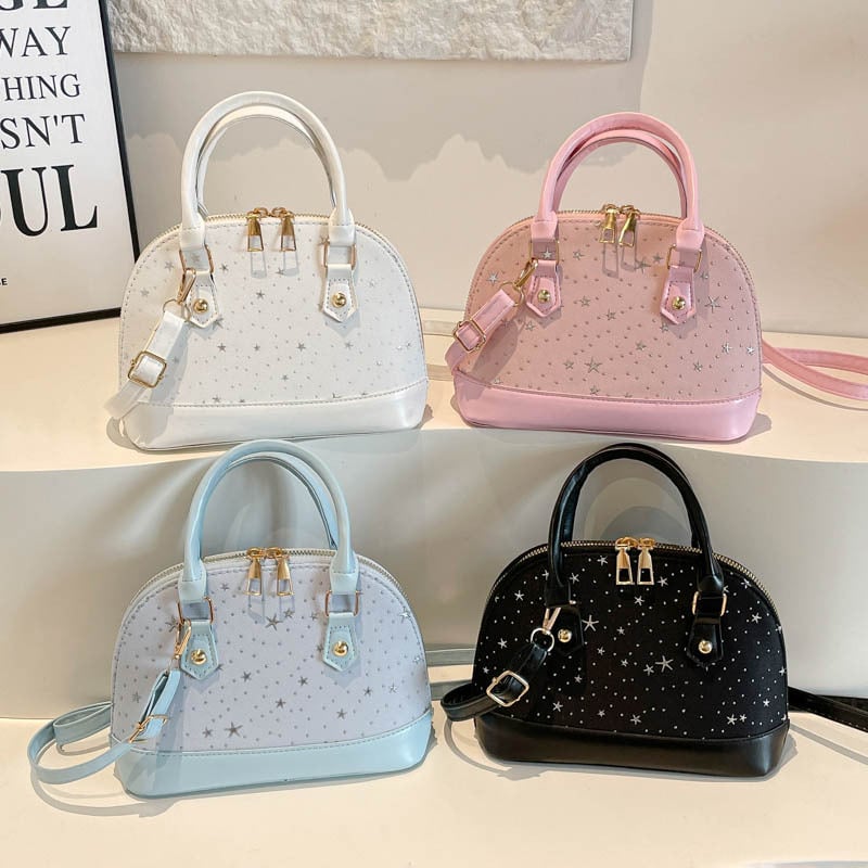 Geantă pentru femei din PU, formă de scoică, stil proaspăt și dulce, model cu stele, geantă de umăr și crossbody, vară 2026