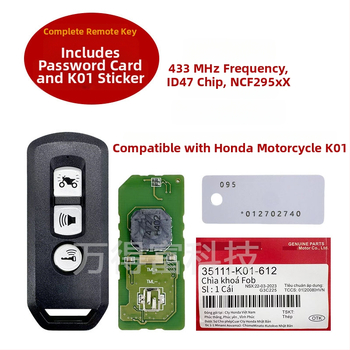 Čip ID47 433 MHz pre diaľkový kľúč od motocykla Honda K01 s nálepkou K01