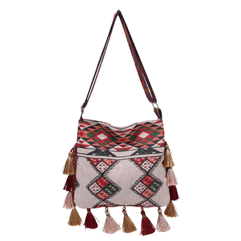 Geantă boemă cu ciucuri, capacitate mare, crossbody pentru femei
