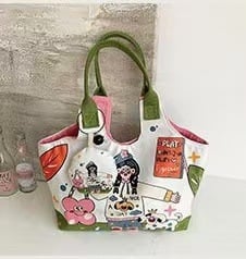 Geantă mini din pânză în formă de scoică — design desen animat pentru umăr