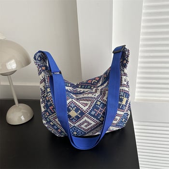 Geantă în formă de gălușcă, în stil etnic național, geantă de umăr pentru femei cu pandantiv colorat, design cu dungi, primăvara 2025