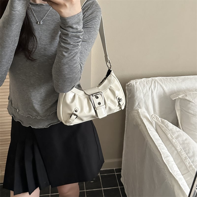 Geantă de umăr casual modernă pentru femei, în formă de dumpling, primăvara 2026, material PU